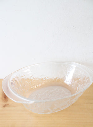 Princess House Fantasia Engraved Floral Oval Glass Covered Casserole Dish