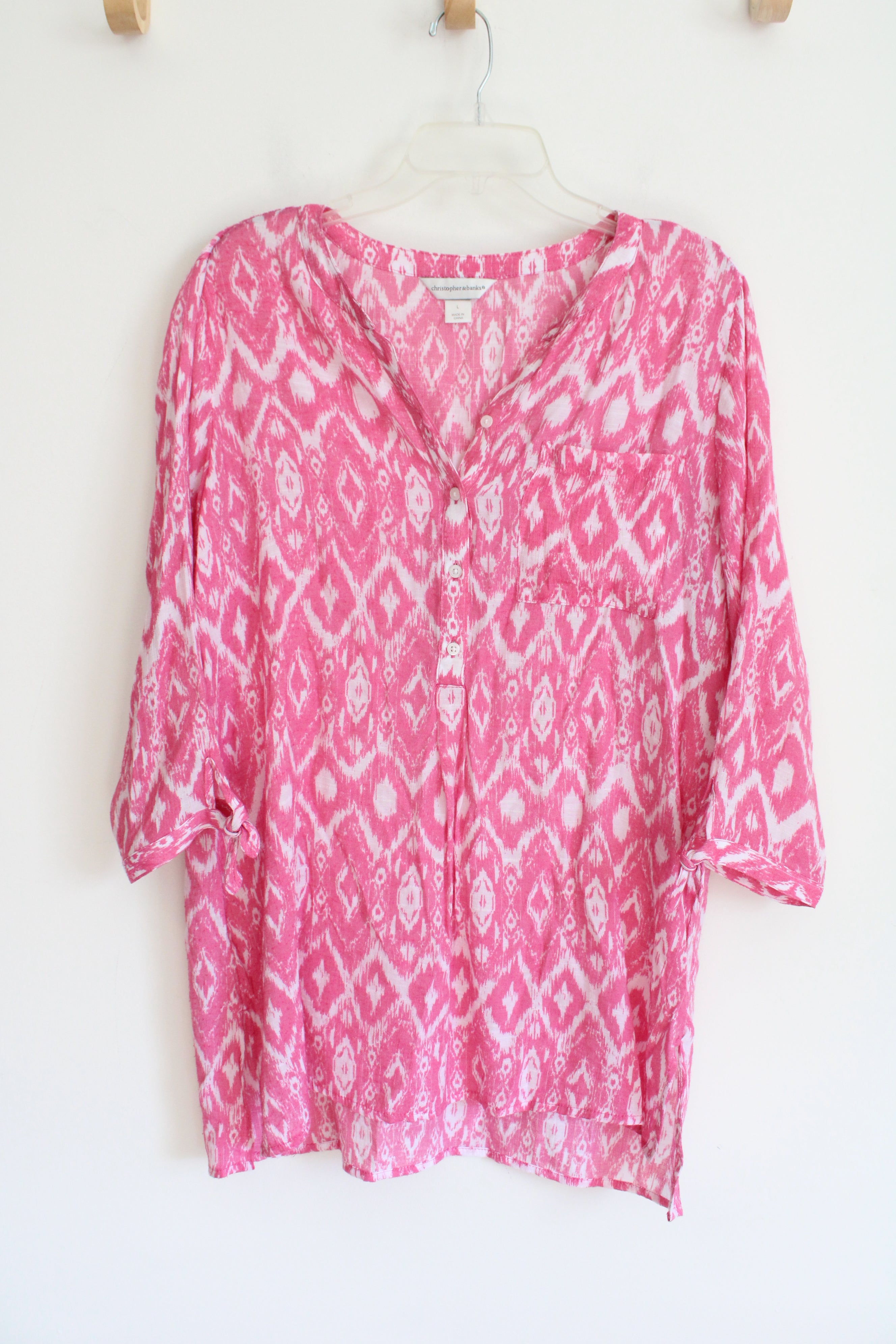 Christopher & Banks Pink & White Loose Top | L