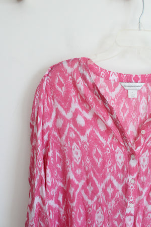 Christopher & Banks Pink & White Loose Top | L