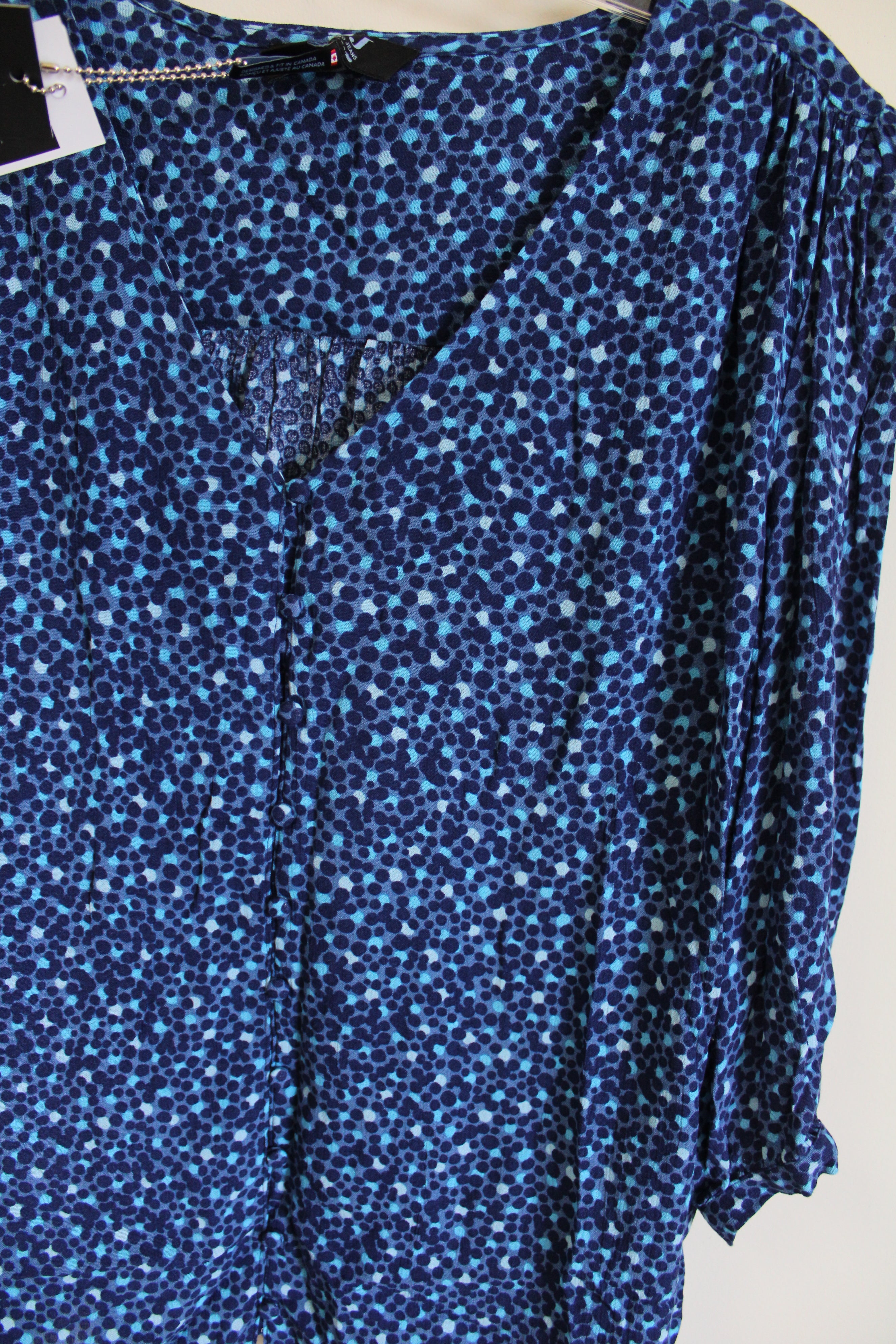 NEW French Dressing Jeans Textured Marine Dot Top