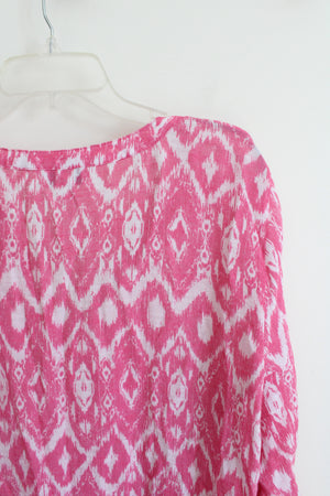 Christopher & Banks Pink & White Loose Top | L