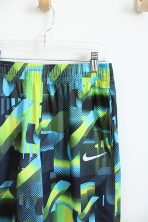 Nike Black Blue Green & Yellow Patterned Athletic Shorts | Youth XL