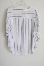 Express White Striped Quarter Zip Top | S Petite