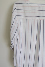 Express White Striped Quarter Zip Top | S Petite