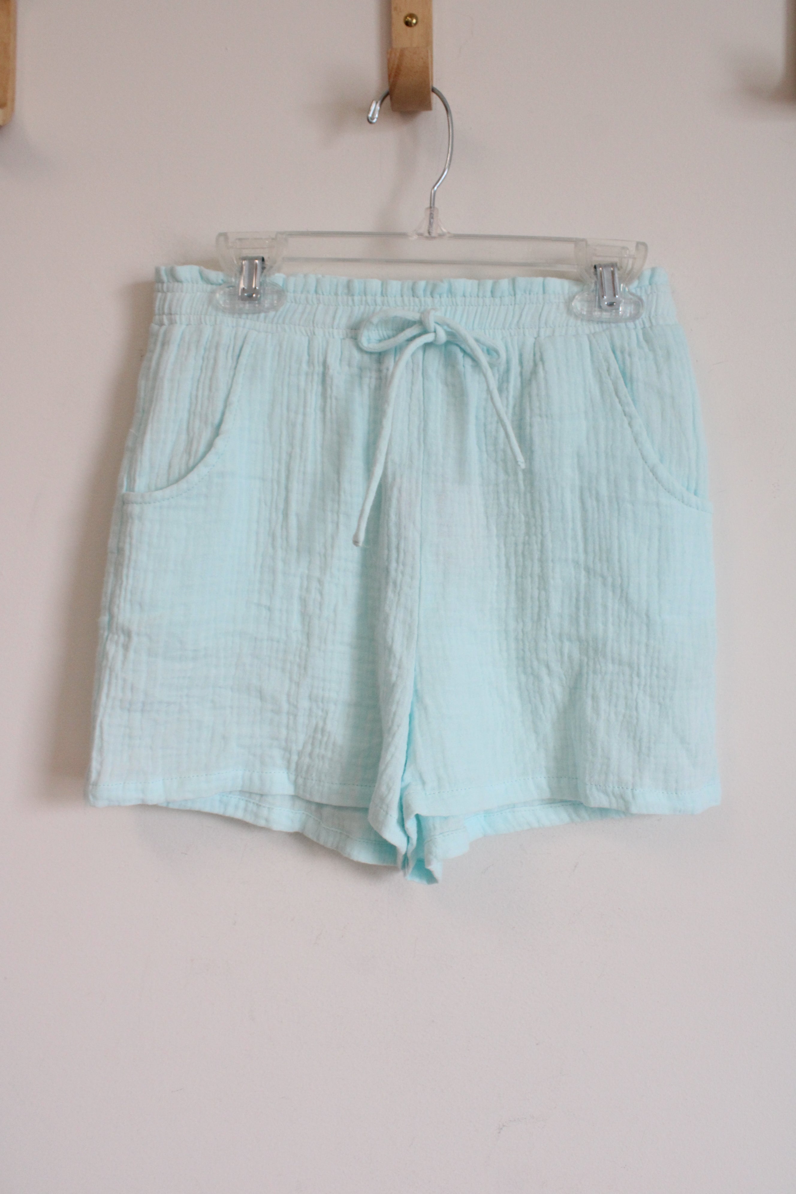 NEW Franki By Francesca's Light Blue Muslin Drawstring Shorts | 10