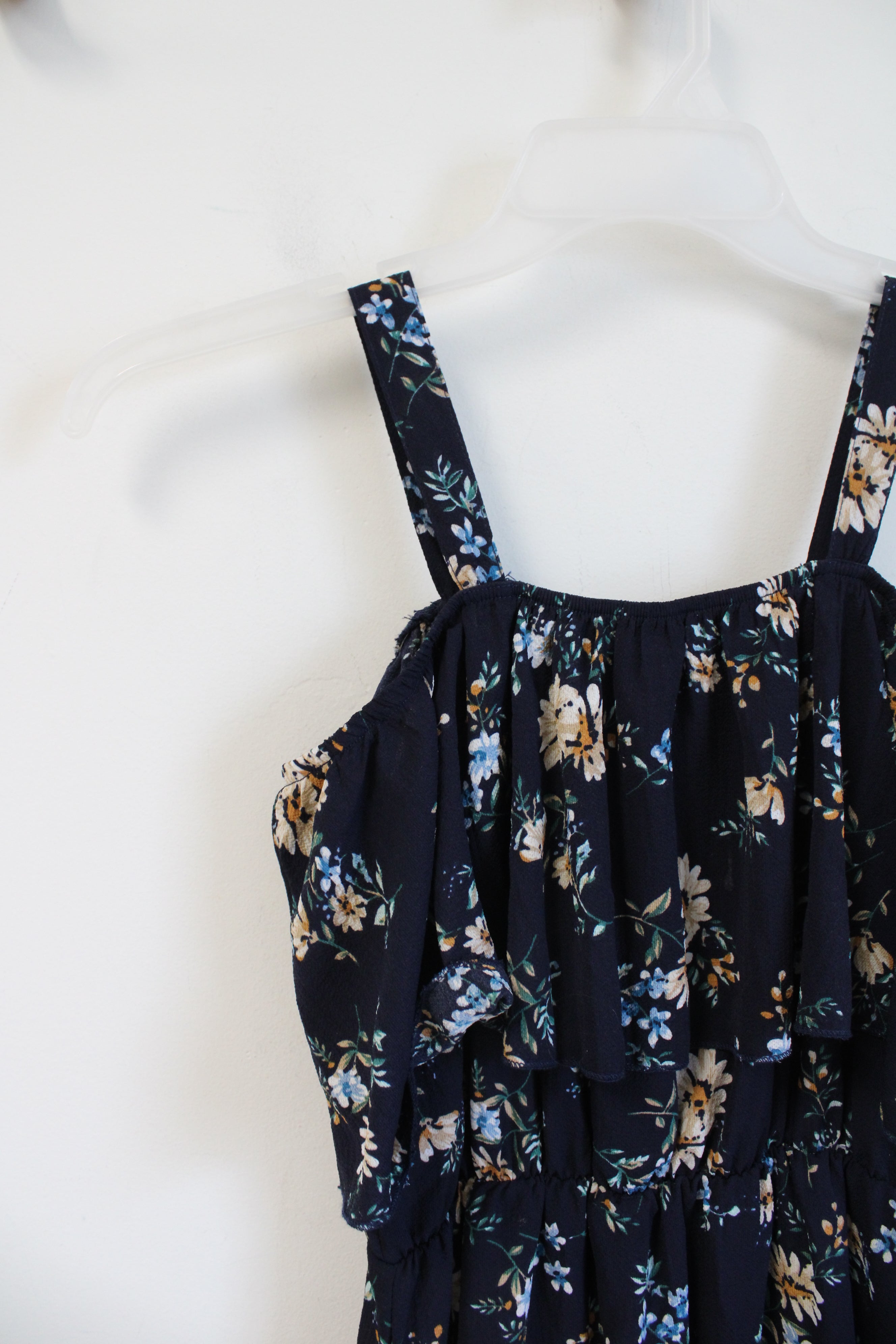 Romwe Flowy Navy Floral Dress | 4