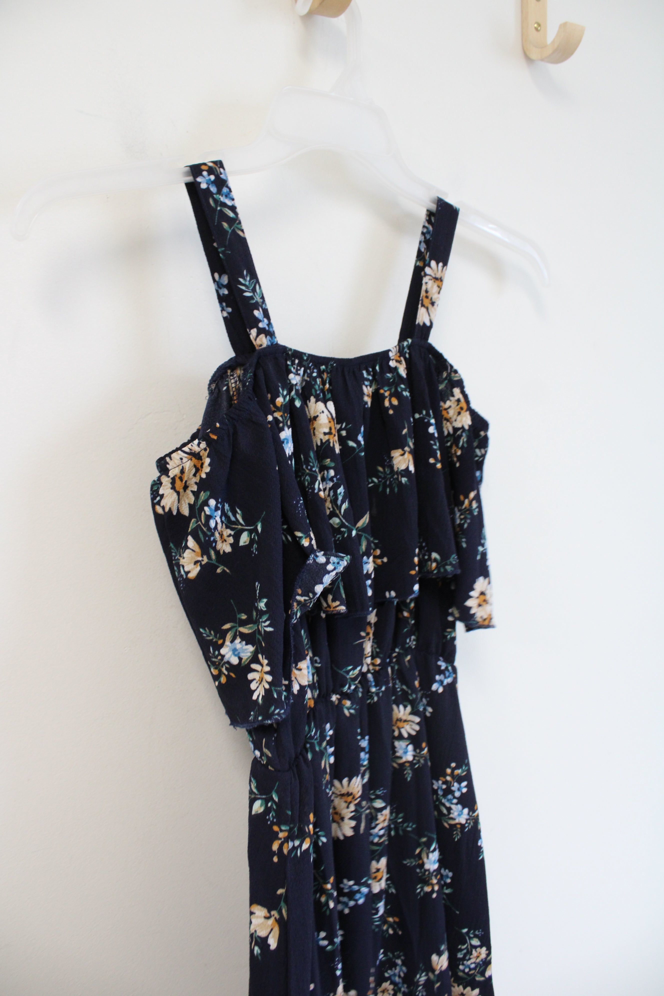 Romwe Flowy Navy Floral Dress | 4