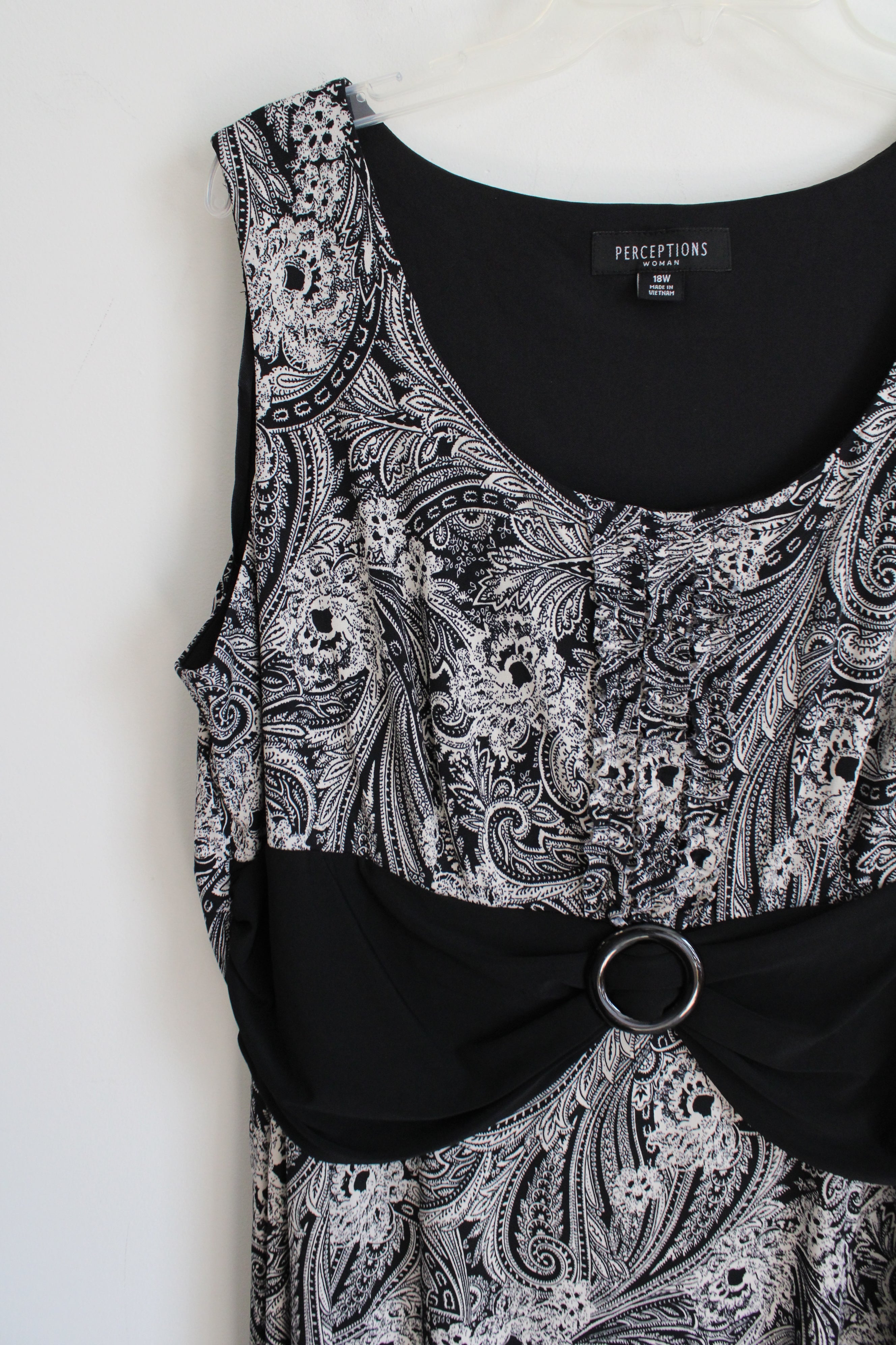 Perceptions Black Off White Paisley Dress | 18W