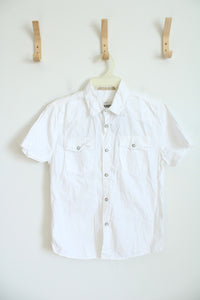 NEW Ditch Plains White Snap Button Down Cotton Shirt | Youth XXL (18/20)