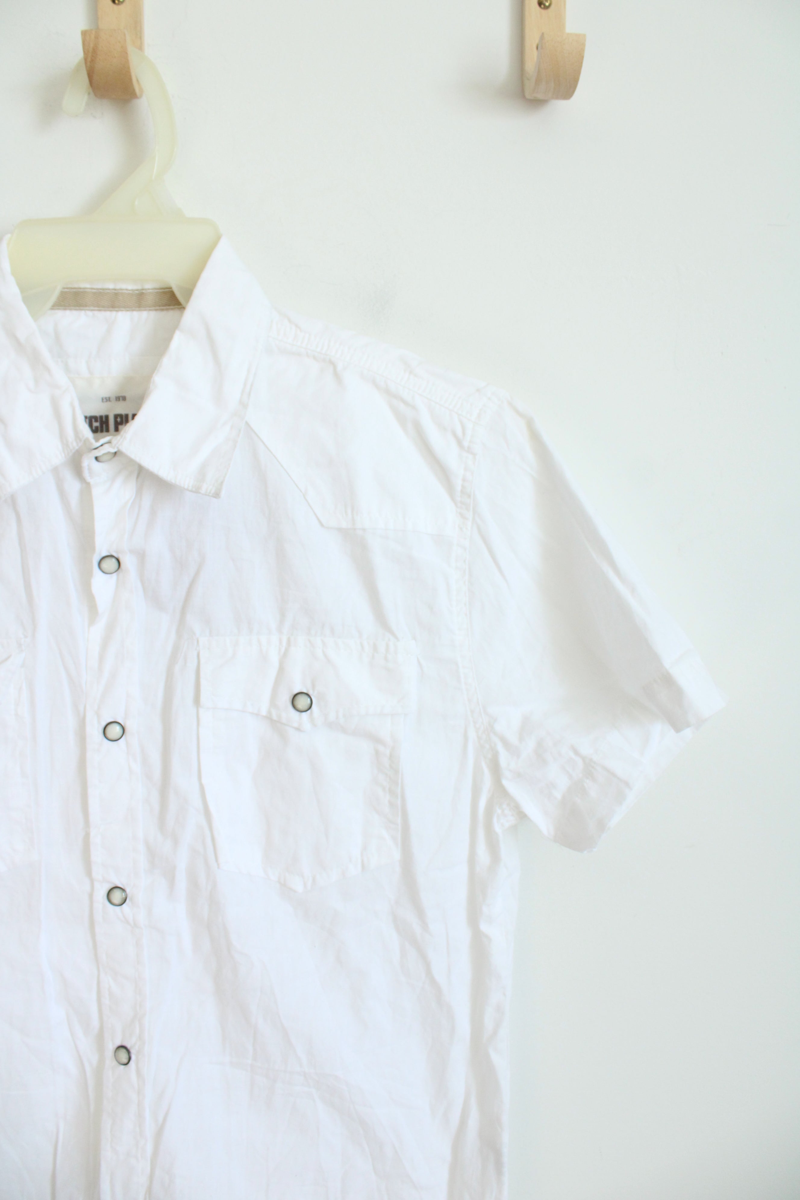 NEW Ditch Plains White Snap Button Down Cotton Shirt | Youth XXL (18/20)