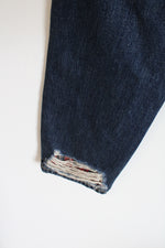 Current/Elliot Blue Straight Boyfriend Red Flannel Distressed Jeans | 26