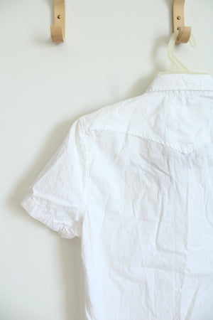 NEW Ditch Plains White Snap Button Down Cotton Shirt | Youth XXL (18/20)