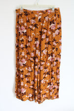 American Eagle Mustard Yellow Floral Loose Fit Pants | L