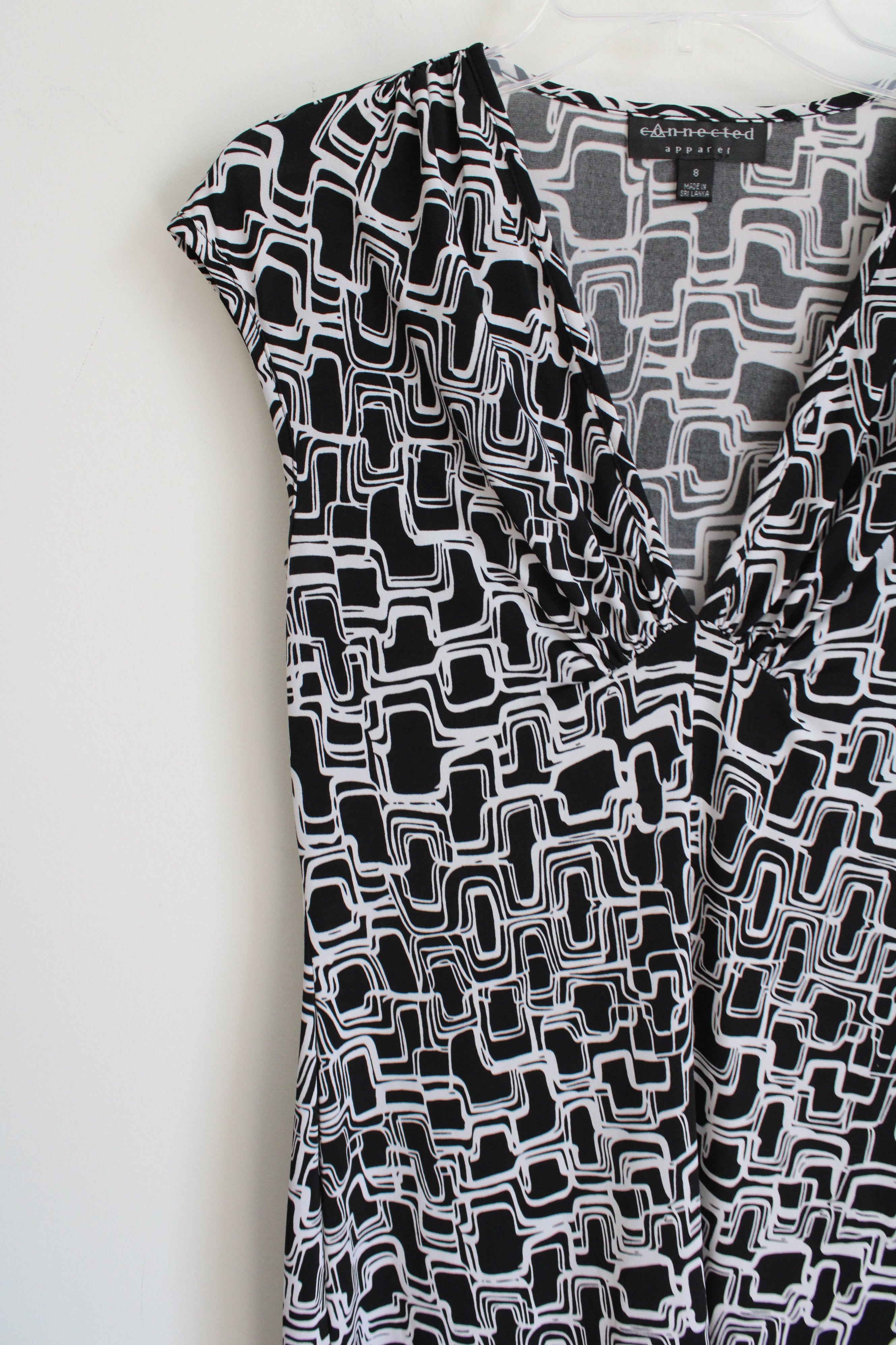 Connected Apparel Black White Patterned Dress | 8