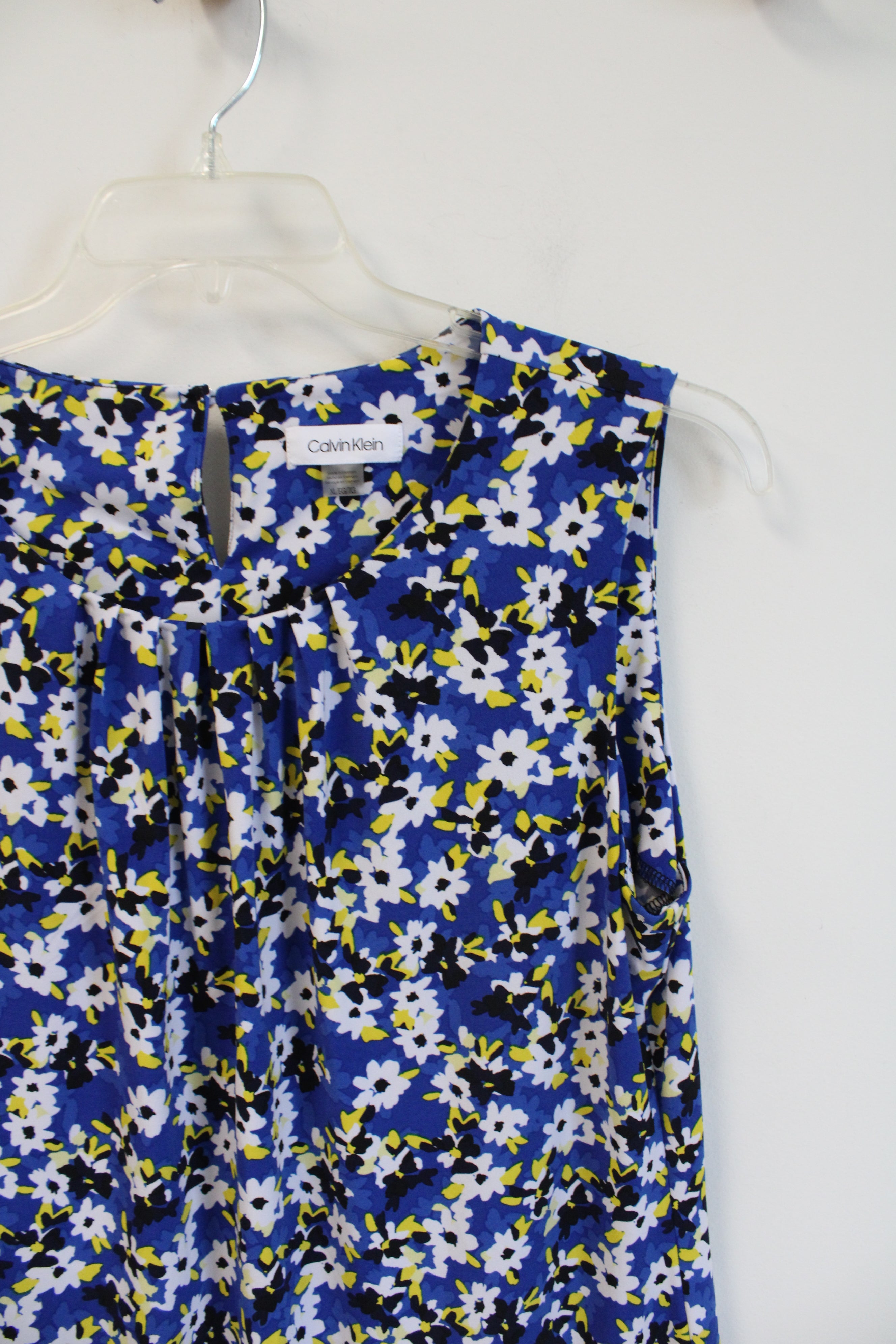 Calvin Klein Blue Black & Yellow Floral Top | XL