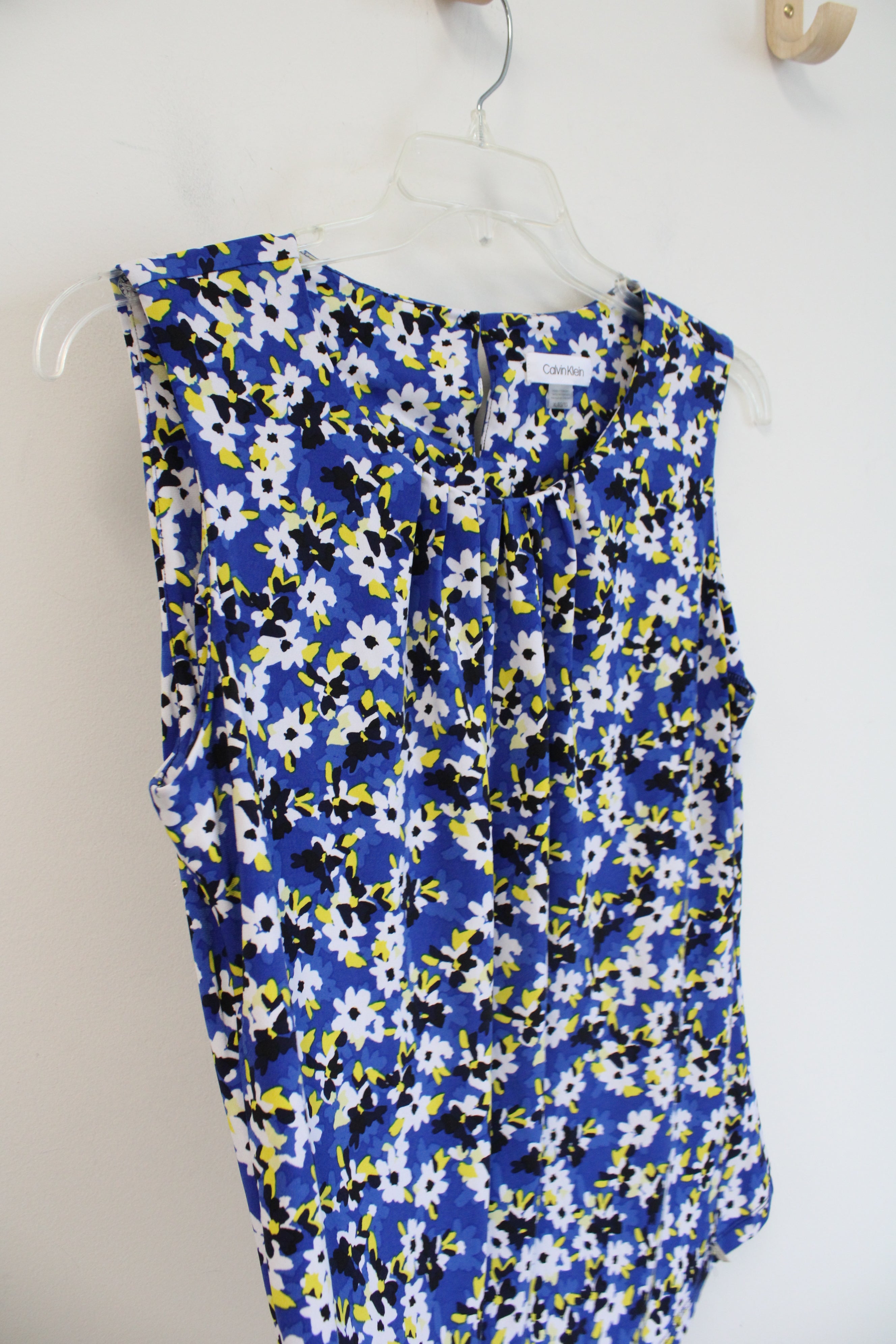 Calvin Klein Blue Black & Yellow Floral Top | XL