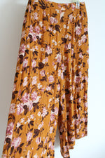 American Eagle Mustard Yellow Floral Loose Fit Pants | L