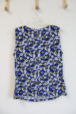 Calvin Klein Blue Black & Yellow Floral Top | XL