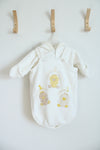 Miniwear Cream Duckling Hooded Fleece Swaddle | 0-6 MO