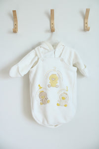 Miniwear Cream Duckling Hooded Fleece Swaddle | 0-6 MO