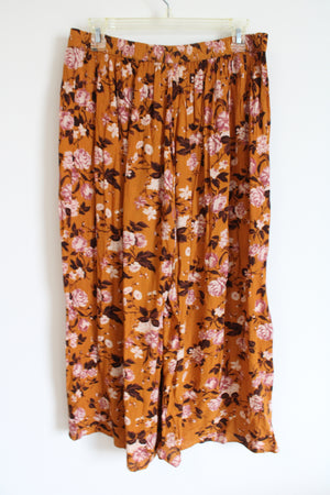 American Eagle Mustard Yellow Floral Loose Fit Pants | L