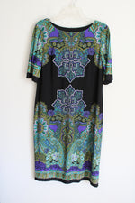 Ronni Nicole Black Blue Green Paisley Patterned Dress | 10