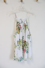 Soho New York & Company White Tropical Floral Halter Neck Flowy Tank Top | XL