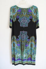 Ronni Nicole Black Blue Green Paisley Patterned Dress | 10