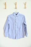 Chaps Stretch Blue Long Sleeved Button Down Shirt | Youth L (14/16)