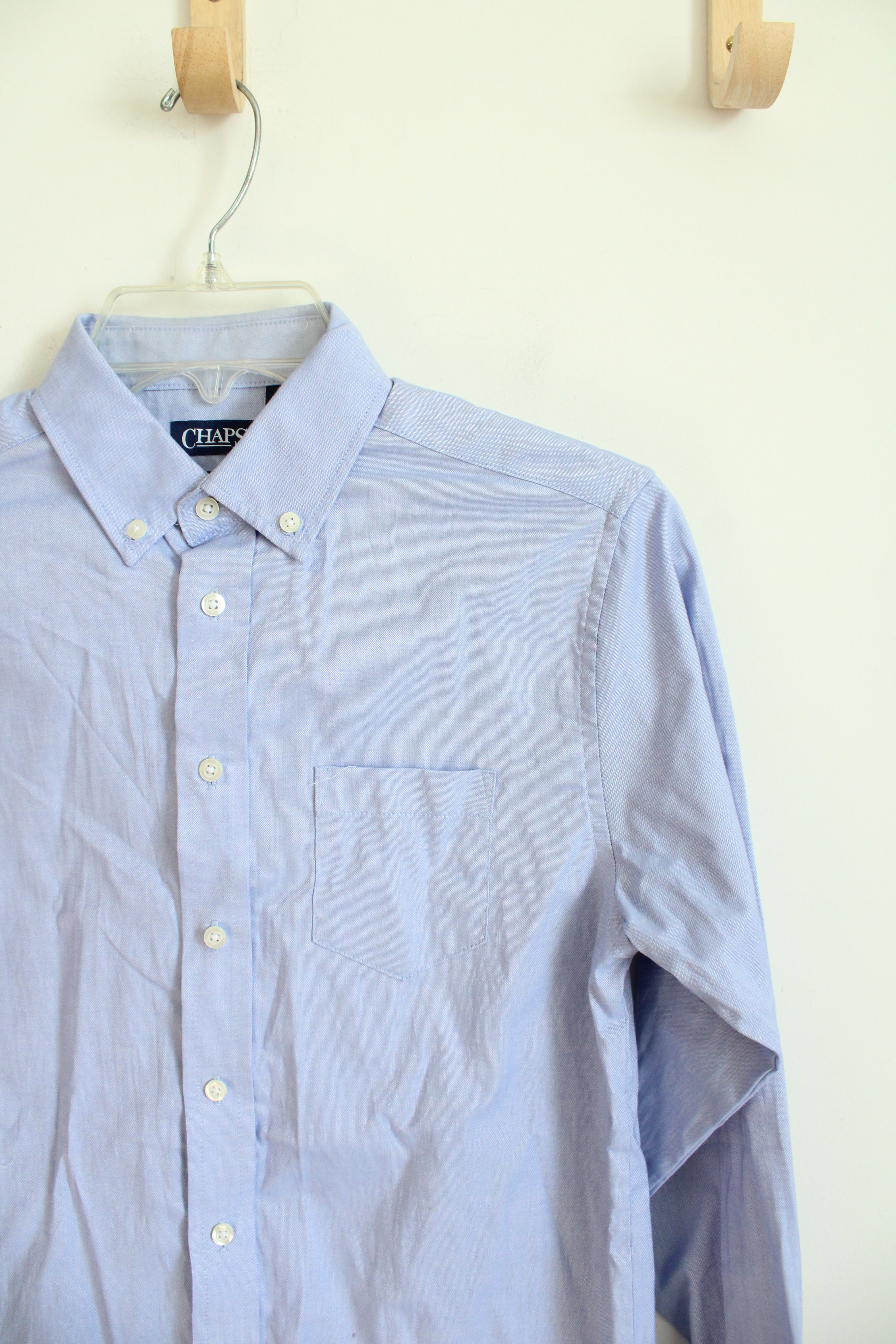 Chaps Stretch Blue Long Sleeved Button Down Shirt | Youth L (14/16)