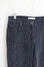 Jones Wear Sport Stretch Blue Gray & Black Striped Corduroy Pants | 6