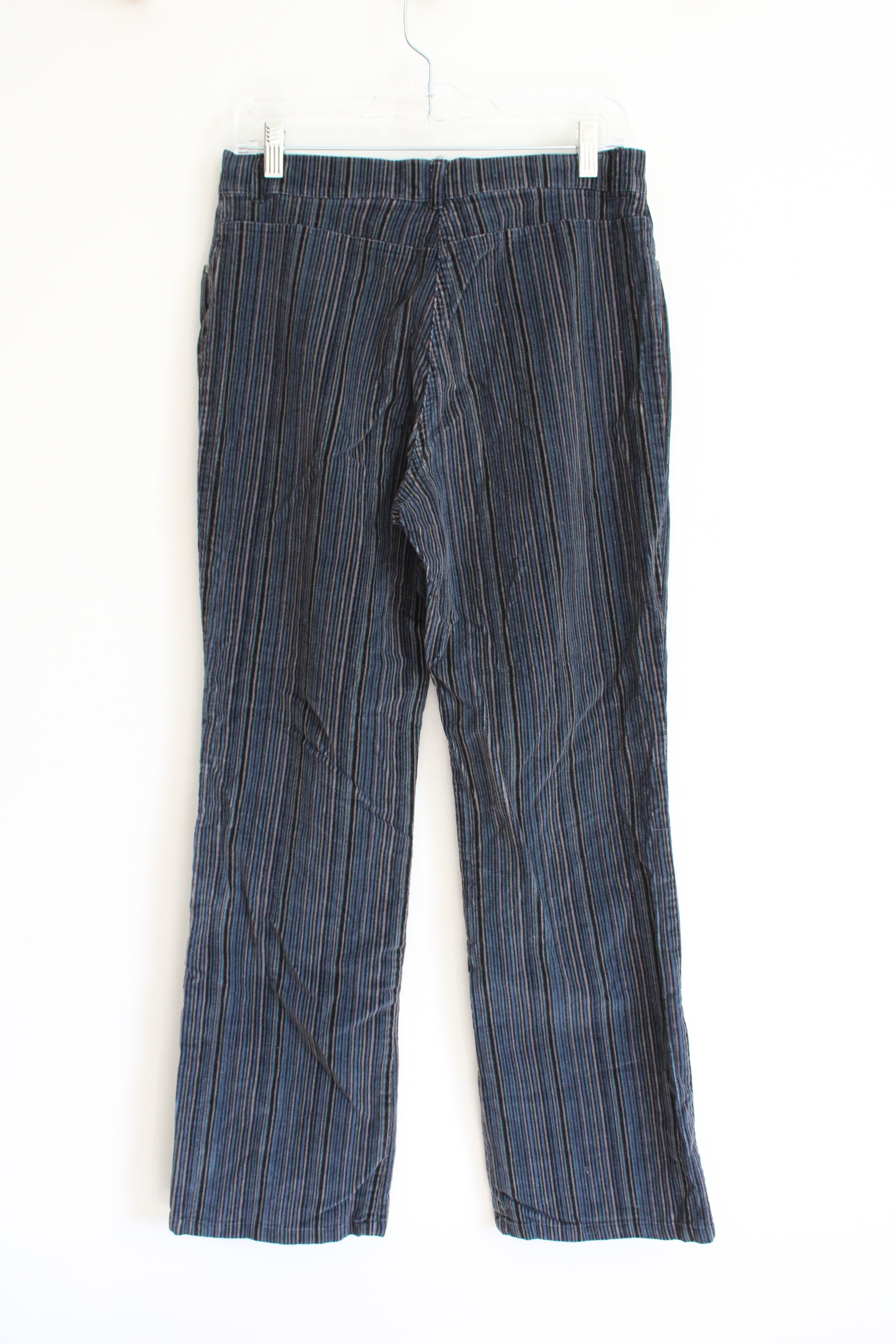 Jones Wear Sport Stretch Blue Gray & Black Striped Corduroy Pants | 6