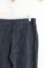 Jones Wear Sport Stretch Blue Gray & Black Striped Corduroy Pants | 6