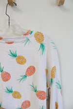 LOFT White Pineapple Cotton Long Sleeved Top | M