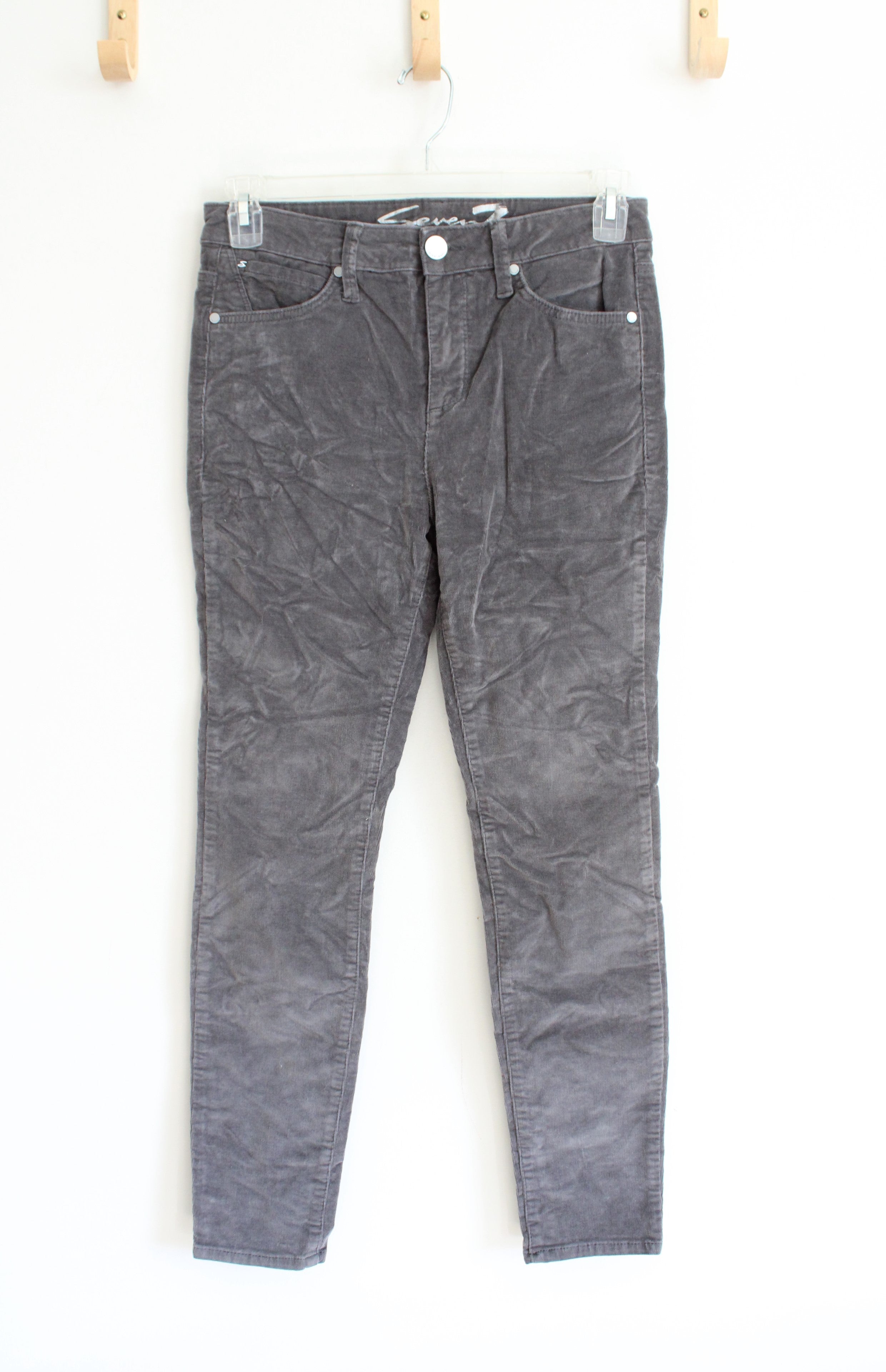 Seven7 Ultra High Rise Skinny Gray Corduroy Pants | 4