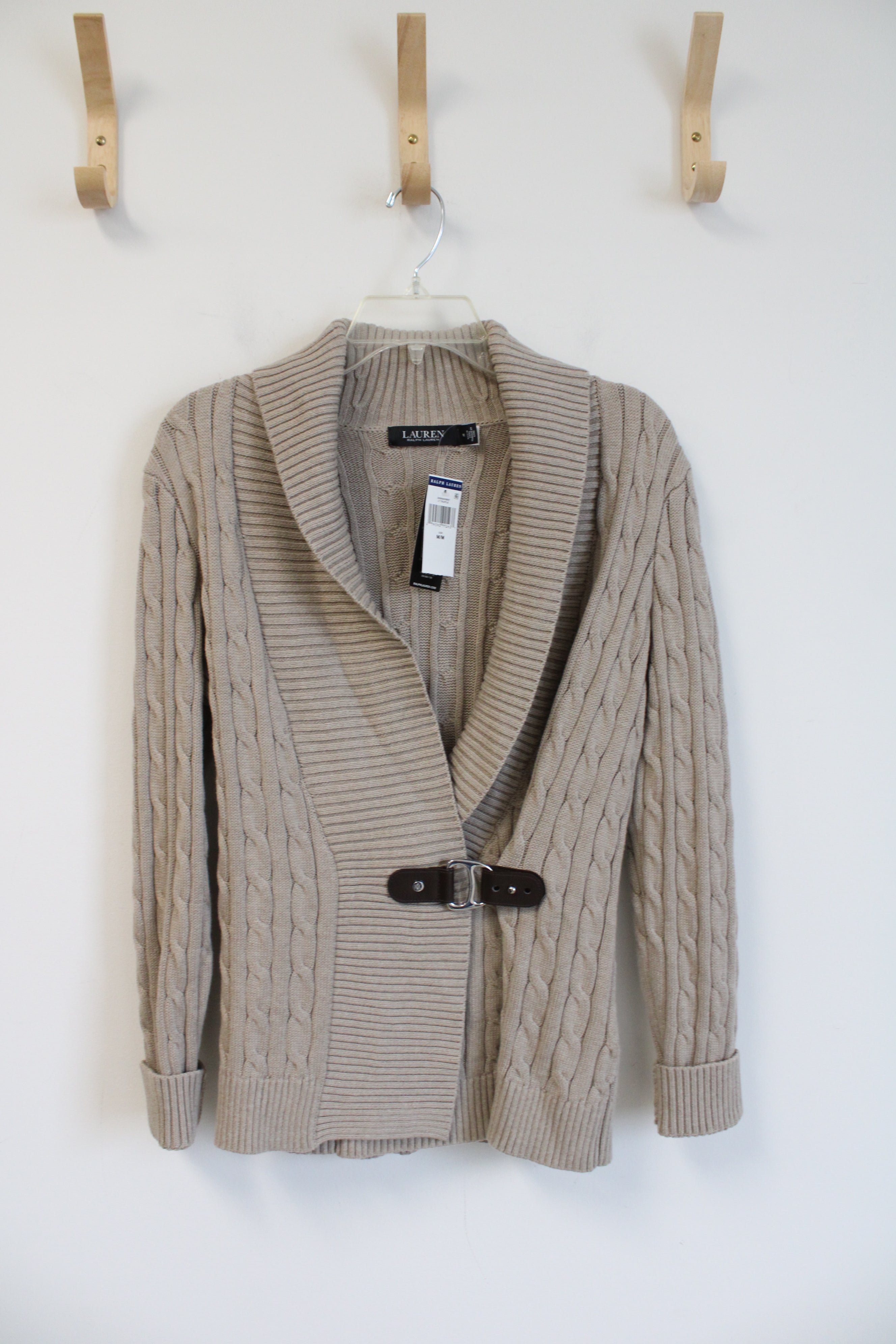 NEW Ralph Lauren Tan Cable Knit Cardigan | M