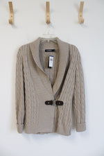 NEW Ralph Lauren Tan Cable Knit Cardigan | M