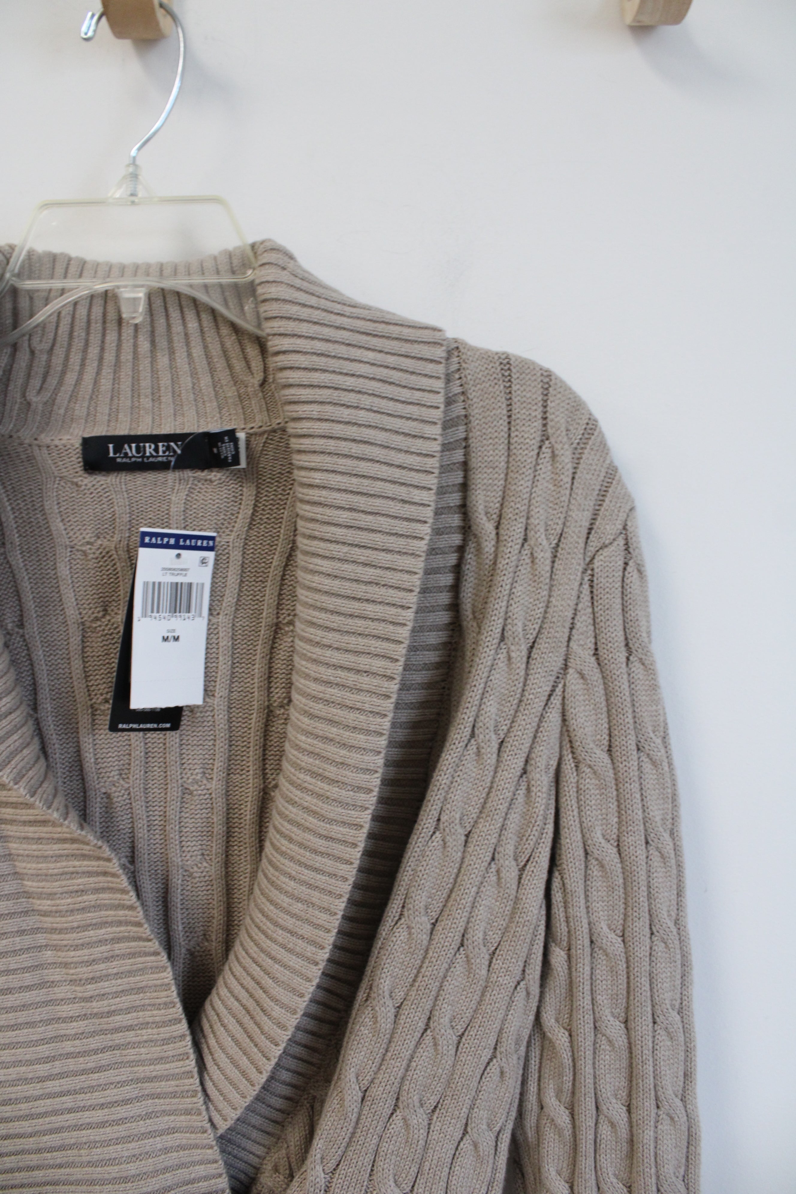 NEW Ralph Lauren Tan Cable Knit Cardigan | M