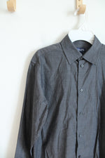 Chaps Gray Long Sleeved Button Down Cotton Shirt | Youth L (14/16)