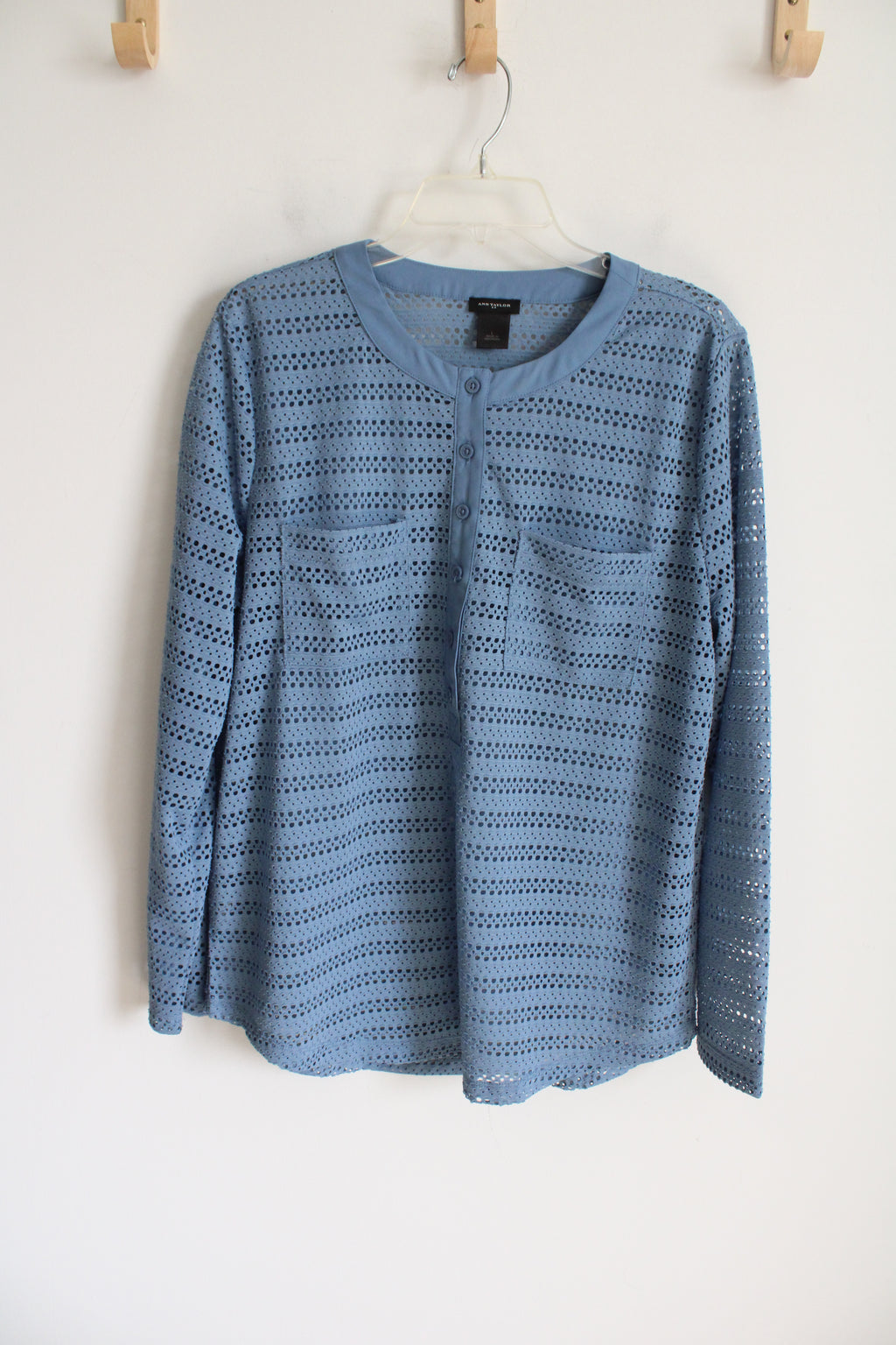 Ann Taylor Dusty Blue Long Sleeved Top | L