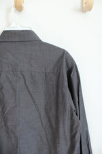 Chaps Gray Long Sleeved Button Down Cotton Shirt | Youth L (14/16)