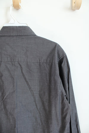 Chaps Gray Long Sleeved Button Down Cotton Shirt | Youth L (14/16)