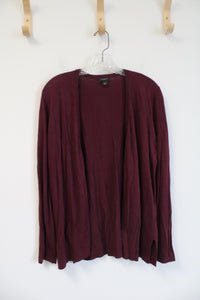 Ann Taylor Burgundy Soft Knit Cardigan | L