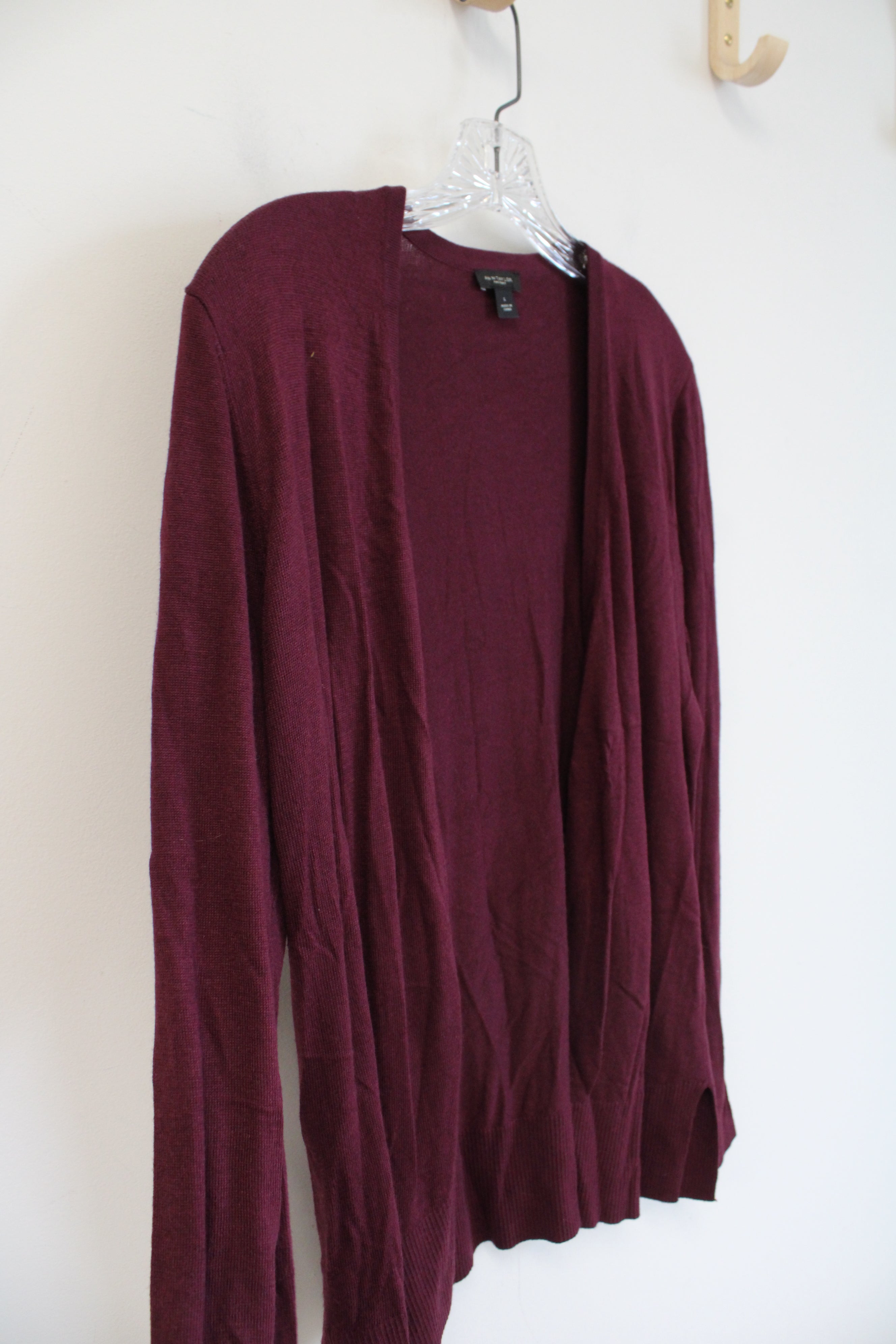 Ann Taylor Burgundy Soft Knit Cardigan | L