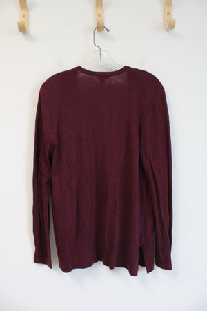 Ann Taylor Burgundy Soft Knit Cardigan | L