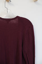 Ann Taylor Burgundy Soft Knit Cardigan | L