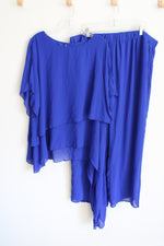 Cobalt Blue Chiffon 2 Piece Top & Pant Set | XXL