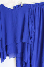 Cobalt Blue Chiffon 2 Piece Top & Pant Set | XXL