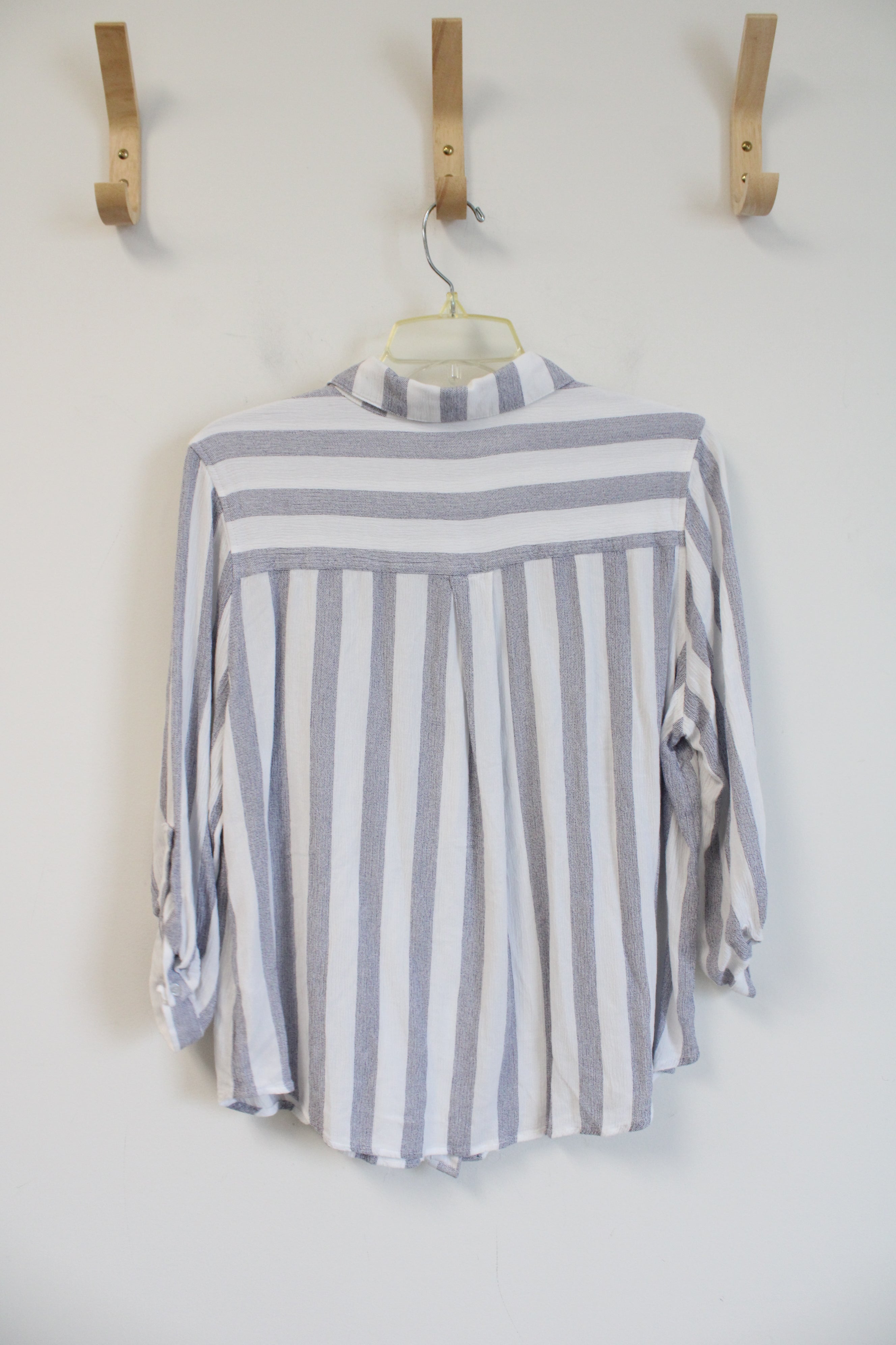 Mix Blue & White Striped Button Down Top | XL