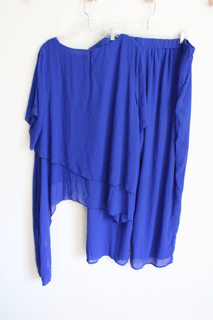 Cobalt Blue Chiffon 2 Piece Top & Pant Set | XXL